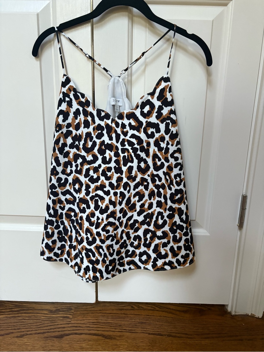 J. Crew Leopard Scallop Cami in White, Black & Brown